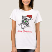 キャットメリーおもしろいクリスマスのカスタマイズ Tシャツ (正面)