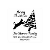 キャットメリーおもしろいクリスマスファミリー差出人住所 ラバースタンプ (インプリント)