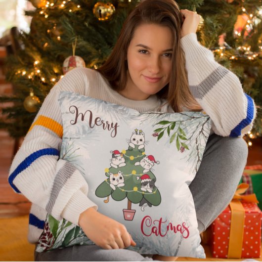 キャットメリーキャットクリスマスツリーウィンターワンダーランド クッション