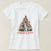 キャットメリーキャットクリスマスツリーTシャツ Tシャツ (デザイン正面)