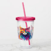 キャットメーヌクーンポートレートレインボーカラー アクリルタンブラー (左)