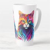 キャットメーヌクーンポートレートレインボーカラー カフェラテマグ (右アングル)