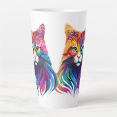 キャットメーヌクーンポートレートレインボーカラー カフェラテマグ (正面)
