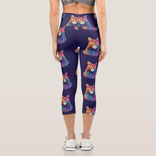 キャットメーヌクーンポートレートレインボーカラー カプリレギンス (裏面)