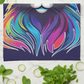 キャットメーヌクーンポートレートレインボーカラー キッチンタオル (折り畳み)