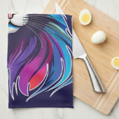 キャットメーヌクーンポートレートレインボーカラー キッチンタオル (四つ折り)