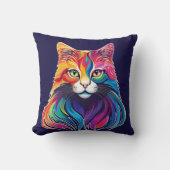 キャットメーヌクーンポートレートレインボーカラー クッション (正面)