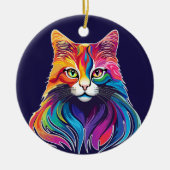 キャットメーヌクーンポートレートレインボーカラー セラミックオーナメント (正面)