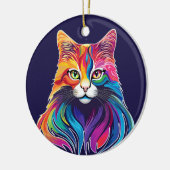 キャットメーヌクーンポートレートレインボーカラー セラミックオーナメント (左)