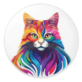 キャットメーヌクーンポートレートレインボーカラー セラミックノブ (正面)