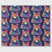 キャットメーヌクーンポートレートレインボーカラー ラッピングペーパー (フラット)