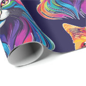 キャットメーヌクーンポートレートレインボーカラー ラッピングペーパー (ロールコーナー)