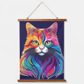 キャットメーヌクーンポートレートレインボーカラー 吊り下げ型タペストリー (正面)