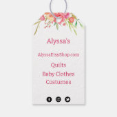 キャットモノグラムとピンクのフローラブーケ商品 ギフトタグ (裏面)