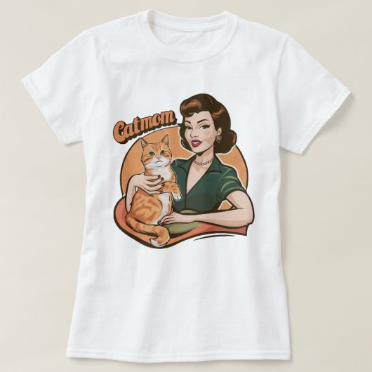 キャットモマキャットレトロヴィンテージTシャツジンジャー猫 Tシャツ (デザイン正面)