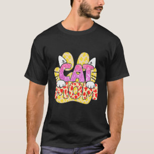 キャットモマヒョウpet子天前足ママ母D Tシャツ
