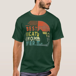 キャットモミー最高のレトロキャットモママママモママエバおもしろいキャットレディC Tシャツ
