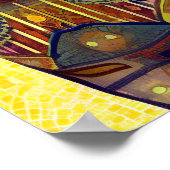 キャットモロッコモザイク抽象芸術アートパターン(の模様が)ある子猫 ポスター (角)