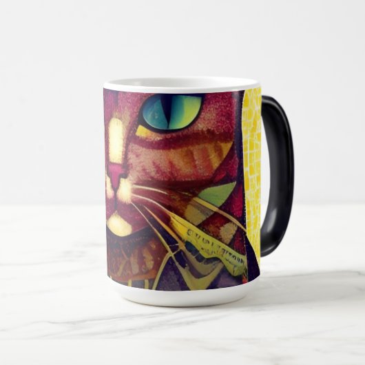 キャットモロッコモザイク抽象芸術アートパターン(の模様が)ある子猫 モーフィングマグカップ (正面右)