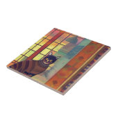 キャットモロッコモザイク抽象芸術アートブラウンシティ子猫 タイル (側面)