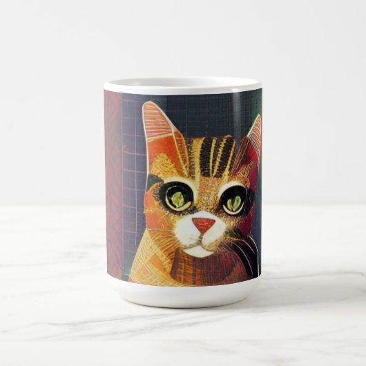 キャットモロッコモザイク抽象芸術アートポートレート子猫 モーフィングマグカップ (中央)