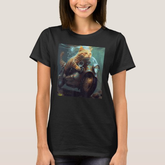 キャットモーターバイク水中 Tシャツ (正面)