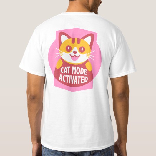 キャットモード起動おもしろい虎猫キティ猫ロボット Tシャツ (裏面)