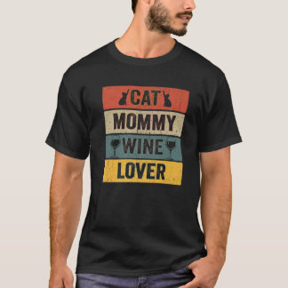 キャットモーミーワインおもしろい恋人キャットママ飲み物ワインヴィント Tシャツ