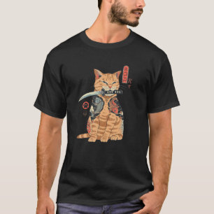 キャットヤクザ猫サムライ猫タトゥースタイルジャパンAnim Tシャツ