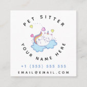 キャットユニコーンオンザクラウドペットシッター気に動物 スクエア名刺 (正面)