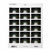 キャットユニコーンカラフルスターズブラック差出人住所 ラベル (フルシート)