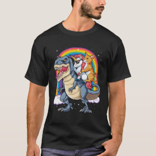 キャットユニコーンライド恐竜Tレックスキットン宇宙ギャル Tシャツ