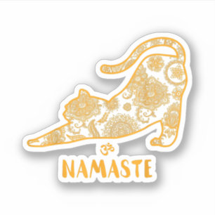キャットヨガナマステOM -おもしろいヨガギフトTシャツ シール