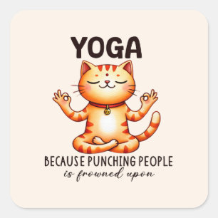 キャットヨガポーズおもしろい- Yoga スクエアシール