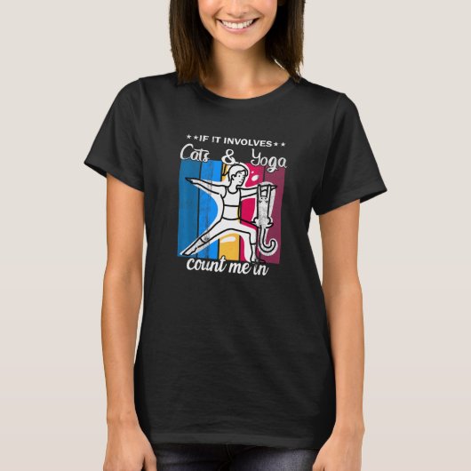 キャットヨガポーズヨガタイム Tシャツ (正面)