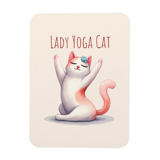 キャットヨガポーズ – Lady Yoga Cat マグネット (縦)