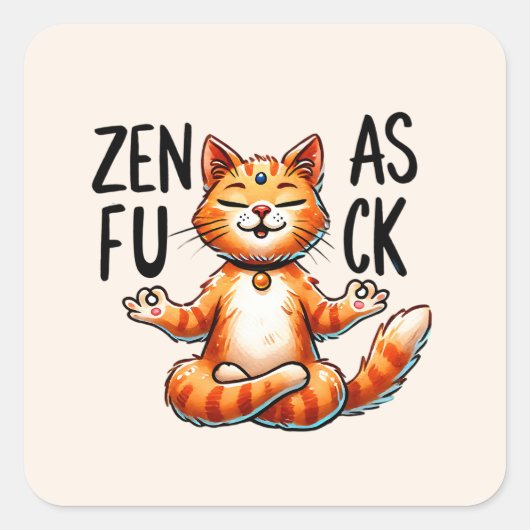キャットヨガポーズ – Zen スクエアシール (正面)