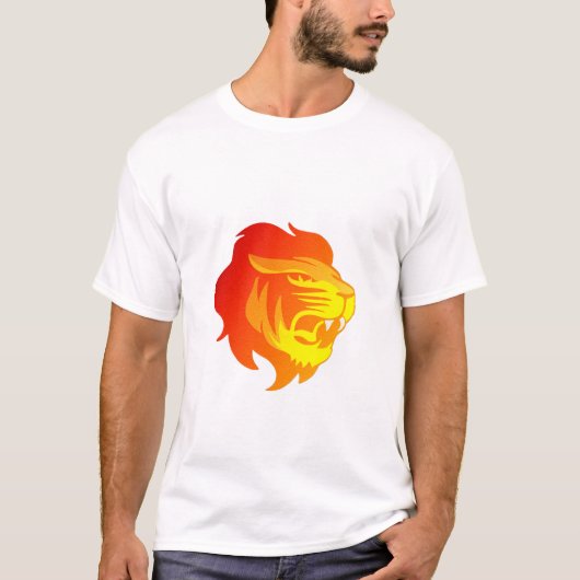 キャットライオン動物野生動物ワイルドサファリヘッド Tシャツ (正面)