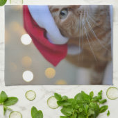 キャットライトとクリスマスライト キッチンタオル (折り畳み)