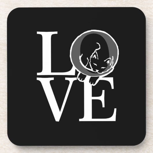 キャットラブオンブラックデコール コースター (正面)