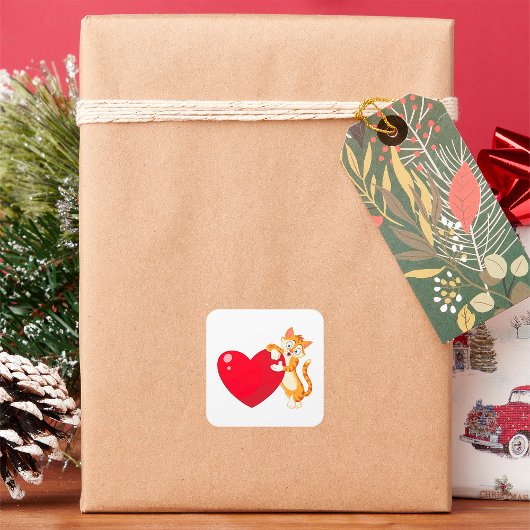 キャットラブスクエアステッカー スクエアシール