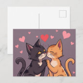 キャットラブバレンタインデーのはがき ポストカード (正面/裏面)