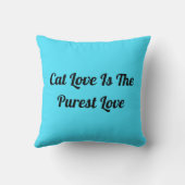 キャットラブピュレストカパーソナライズされたイキュートおもしろい引用文ブルー クッション (裏面)