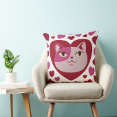 キャットラブ&ハート装飾用クッションデザイン クッション (椅子)