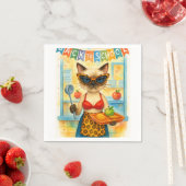 キャットランチレディーサービングフード新学期をテーマ スタンダードカクテルナプキン (インサイチュ)