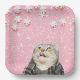 キャットリキングスノーフレークススクエア紙プレート ペーパープレート