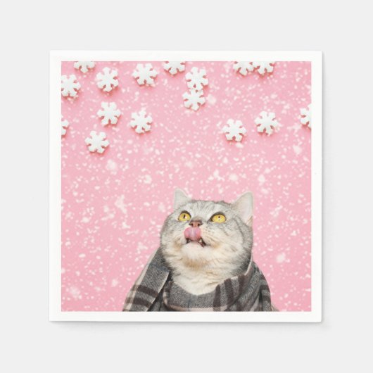 キャットリキングスノーフレーク紙ナプキンス スタンダードカクテルナプキン (正面)