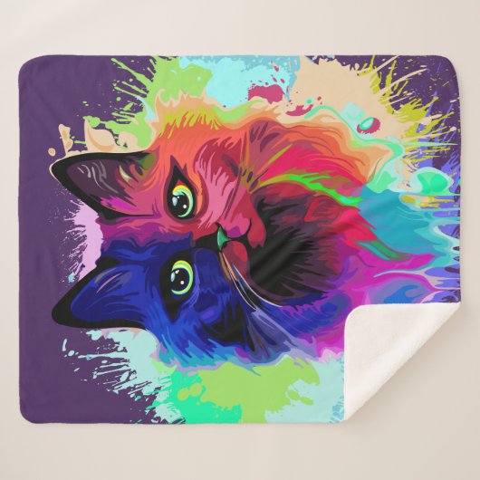 キャットリップ(幻覚体験)のようなクサイケデリックポップ・アートのアート シェルパブランケット (正面(横))