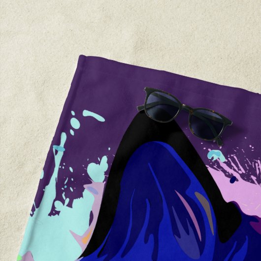 キャットリップ(幻覚体験)のようなクサイケデリックポップ・アートのアート ビーチタオル (インサイチュ)