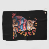 キャットリーフ秋ハロー秋おもしろい猫キッテン恋人 ゴルフタオル (横)